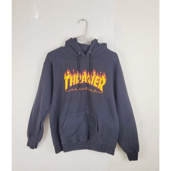 Thrasher Magazine In Flames Black Hoodie - Picture 1 of 7